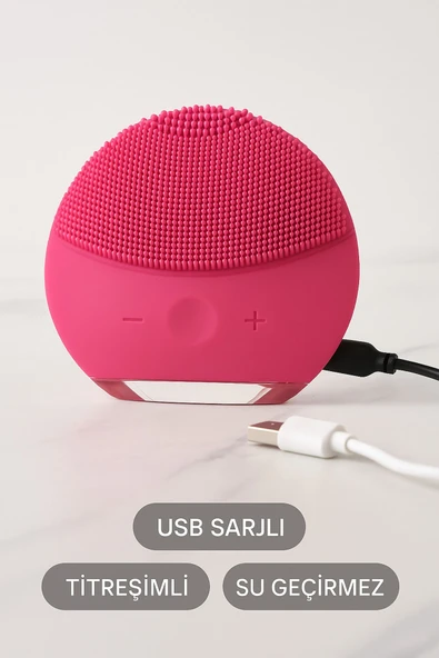 Titreşimli Silikon Sonik Yüz Temizleme Fırçası USB Şarjlı Su Geçirmez Masaj Cilt Bakım Aleti - 6