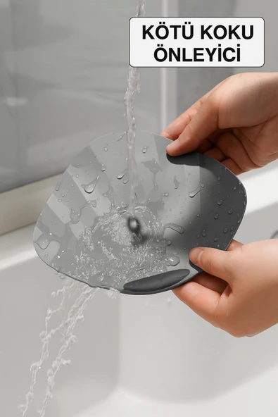 Gri Deniz Kabuğu Şeklinde Silikon Kötü Koku Önleyici Mat Saç Toplayıcı Banyo Mutfak Süzgeç Tıkacı - 6