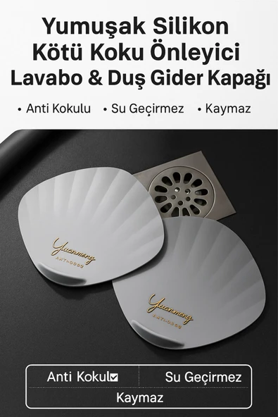 Gri Deniz Kabuğu Şeklinde Silikon Kötü Koku Önleyici Mat Saç Toplayıcı Banyo Mutfak Süzgeç Tıkacı - 2