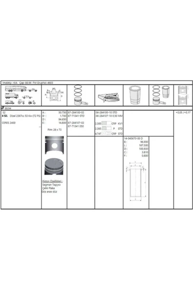 Goetze 87 -71341-50 Piston Segman 0.50 Ceres 2200
