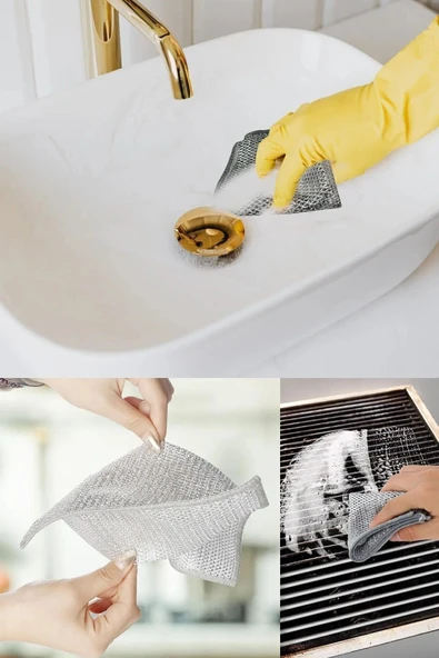 10 Adet Çok Fonksiyonlu Telli Inox Bez: Sert Kirler İçin Güçlü Temizlik ve Uzun Ömürlü Performans