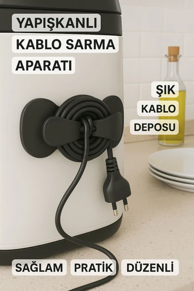 10 Adet Air Fryer Fırın Elektronik Cihazların Kablo Dağınıklığını Önlemek Için Kablo Sarma Aparatı - 8
