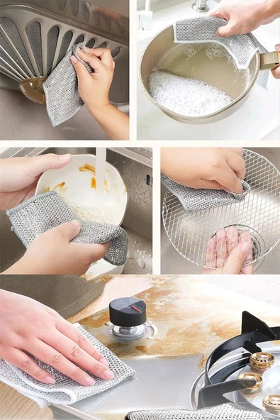 10 Adet Çok Fonksiyonlu Telli Inox Bez: Sert Kirler İçin Güçlü Temizlik ve Uzun Ömürlü Performans - 7