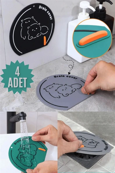 4 Adet Yeşil Silikon Kötü Koku Önleyici Mat Banyo Mutfak Lavabo Için Gider Süzgeci Tıkanıklık - 2
