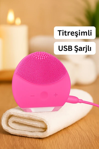 Titreşimli Silikon Sonik Yüz Temizleme Fırçası USB Şarjlı Su Geçirmez Masaj Cilt Bakım Aleti - 5