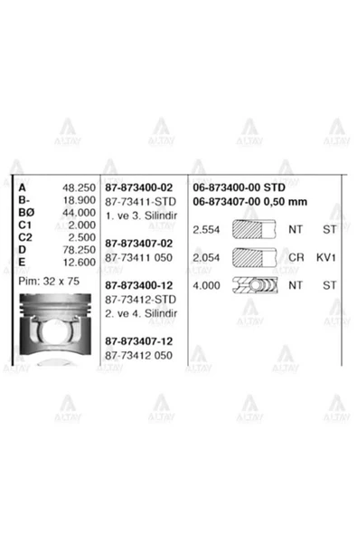 Goetze 87 ISS -73411-050 PİSTON SEGMAN 0.50 L200 CR 06- 1.3 ürün görseli 1