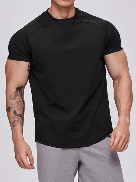 Erkek Spor Tişört Running Sports Gym Reglan Oval Kesim Penye T-shirt OVALT-SHİRT - 4