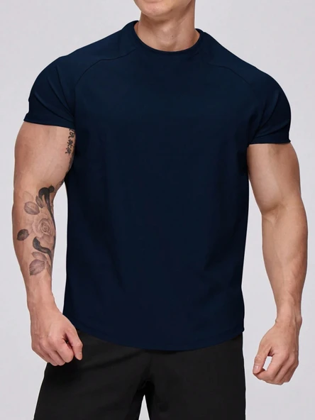 Erkek Spor Tişört Running Sports Gym Reglan Oval Kesim Penye T-shirt OVALT-SHİRT - 7