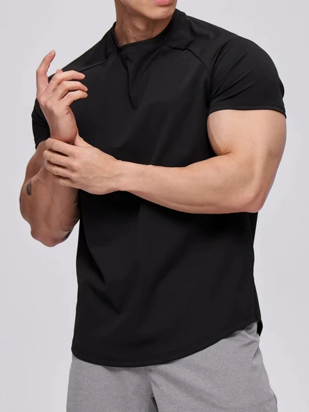 Erkek Spor Tişört Running Sports Gym Reglan Oval Kesim Penye T-shirt OVALT-SHİRT