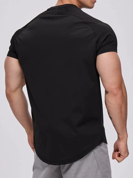 Erkek Spor Tişört Running Sports Gym Reglan Oval Kesim Penye T-shirt OVALT-SHİRT - 3