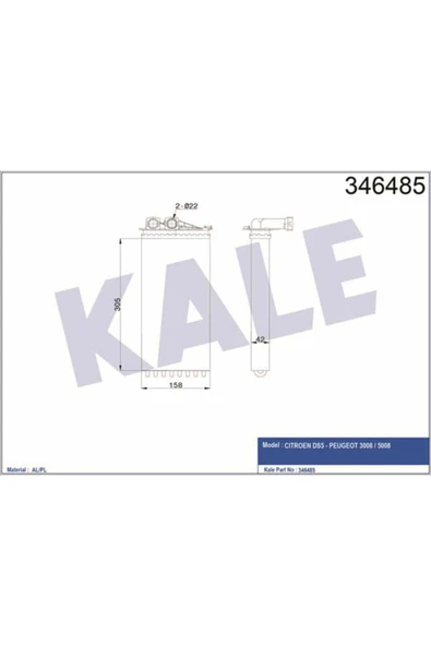 Kale 346485 OTO Radyatör  Kalorifer Radyatörü 3008 5008 / Ds5 Mekanik ürün görseli 1