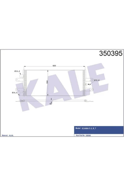 Kale 350395 OTO Radyatör  Kondenser Al/Brz Scania P. G. R. T 840×343×18 ürün görseli 1