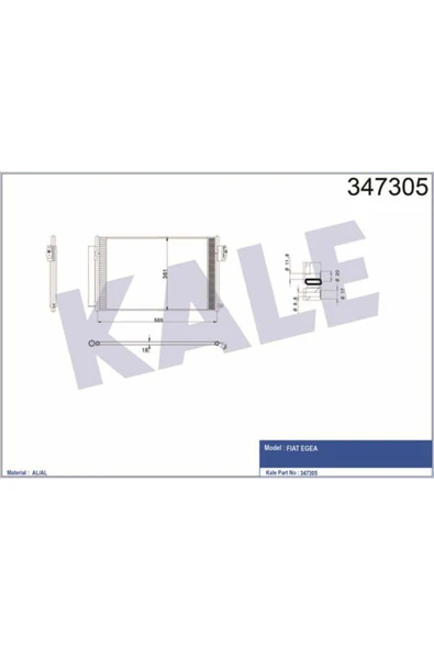 Kale 347305 OTO Radyatör  Klima Radyatörü Egea Fiat 500 1.4 Al-Pl-Brz 15- ürün görseli