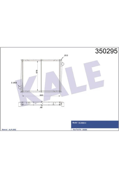 Kale 350295 OTO Radyatör  Radyatör Al/Brz Scania 4 Çerçeveli Mt 860×678×48 ürün görseli