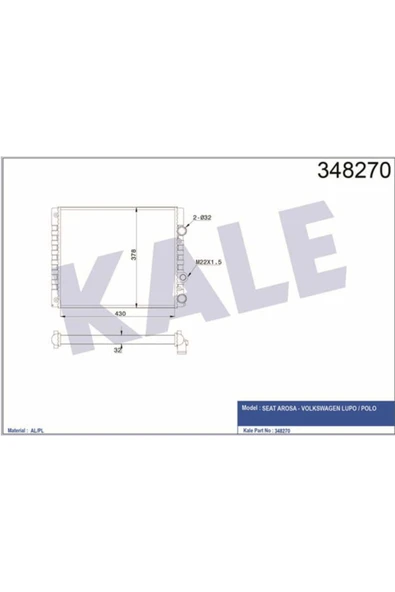 Kale 348270 Oto Radyatör  Radyatör 97 02 Polo Classıc 1.4 1.6 75Hp. Ac Aft ürün görseli
