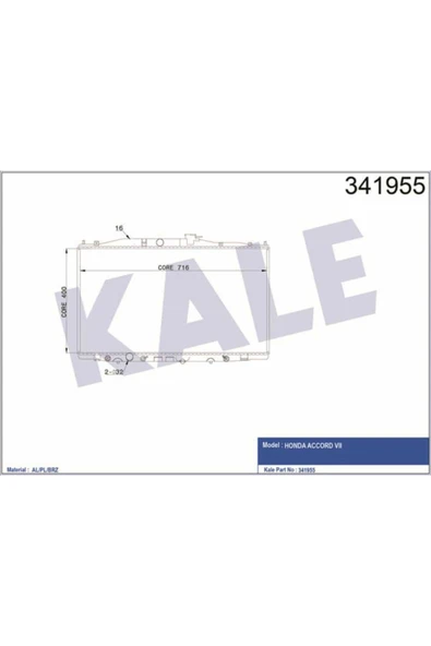 Kale 341955 OTO Radyatör  Radyatör Accord Vıı Al-Pl-Brz