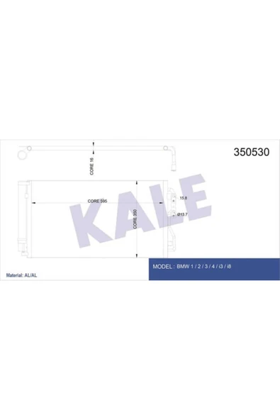 Kale 350530  Klima Radyatörü Bmw 1 (F20) 10- Bmw 2 (F22-F87-F23) 12 - Bmw 3 (F30-F80-F31-F34) ürün görseli 1