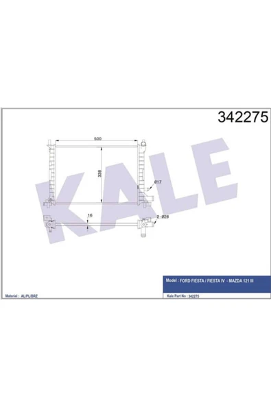 Kale 342275 Radyatör Ford Fıesta Box-Fiesta Iv Al-pl-Brz Uyumlu ürün görseli 1