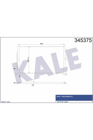 Kale 345375 OTO Radyatör  Klima Radyatörü Mondeo III 00- 670X361X16 ürün görseli