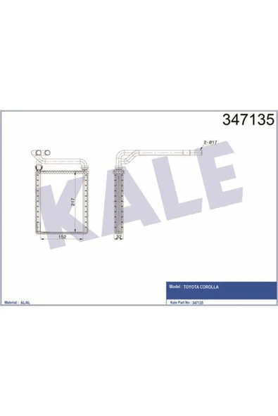 Kale 347135 OTO Radyatör  Kalorifer Radyatörü Corolla Uyumlu 1.4 Vvtı 1.6 Vvtı 02-07 ürün görseli