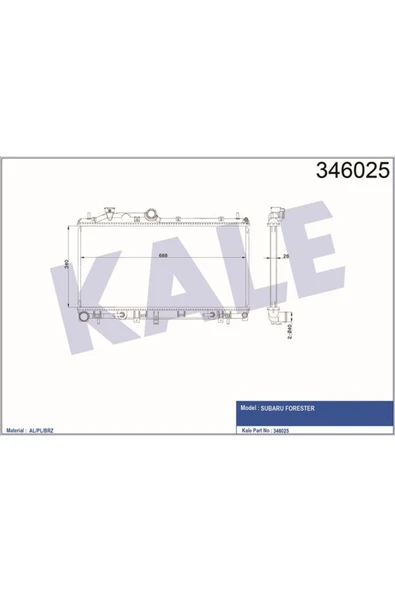 Kale 346025 Oto Radyatör  Radyatör Otomatık Forester 2.5 08- ürün görseli