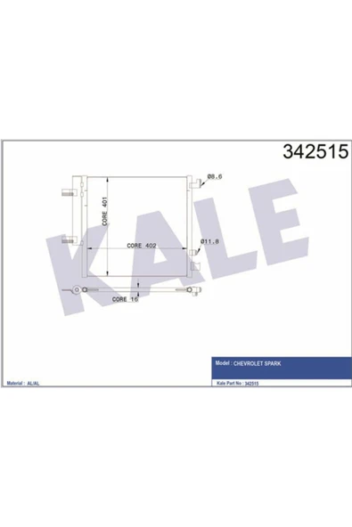 Kale 342515 OTO Radyatör  Klima Radyatörü Spark ürün görseli