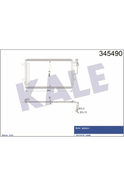 Kale 345490 OTO Radyatör  Radyatör Klima Mazda 3 09- Kurutucu Ile Bbp2-61-480B ürün görseli 1