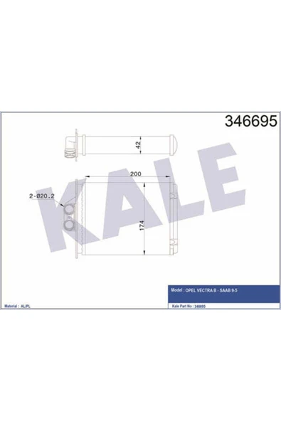 Kale 346695  Kalorifer Radyatörü Vectra B 95-02 / 9-5 Mekanik