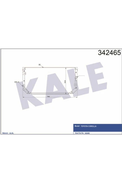Kale 342465 OTO Radyatör  Klima Radyatörü Corolla Uyumlu Compact-Lıftback-Wagon Al-Al ürün görseli