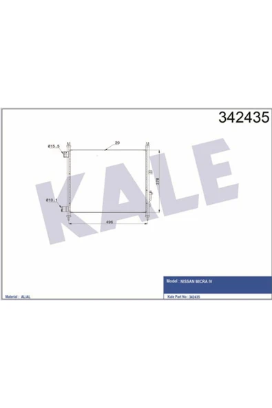 Kale 342435 OTO Radyatör  Klima Radyatörü Micra Iv Al-Al ürün görseli