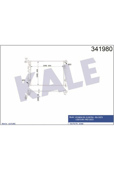 Kale 341980 OTO Radyatör  Radyatör İ30 Elantra Kia Ceed Al-Pl-Brz ürün görseli