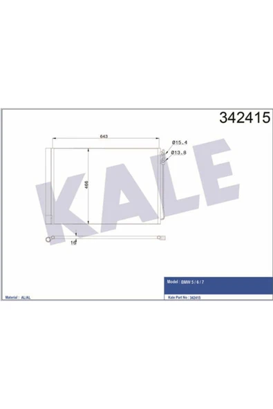 Kale 342415 OTO Radyatör  Klima Radyatörü Bmw 5 Bmw 6 Bmw 7