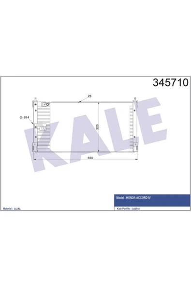 Kale 345710 OTO Radyatör  Radyatör Klima Accord 2.0 2.2 90-94 Kurutucu Ile 80100-Sm1-A23 ürün görseli