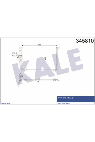 Kale 345810 OTO Radyatör  Klima Radyatörü Omega B 94- 665X450X16