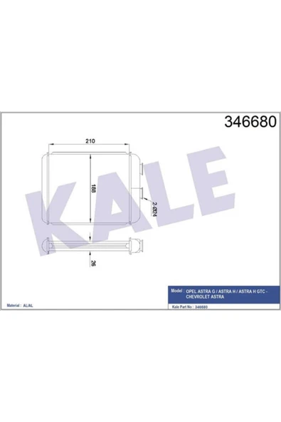 Kale 346680 OTO Radyatör  Kalorifer Radyatörü Astra G 98- Astra H 04- Zafira A 97- Brazıng ürün görseli
