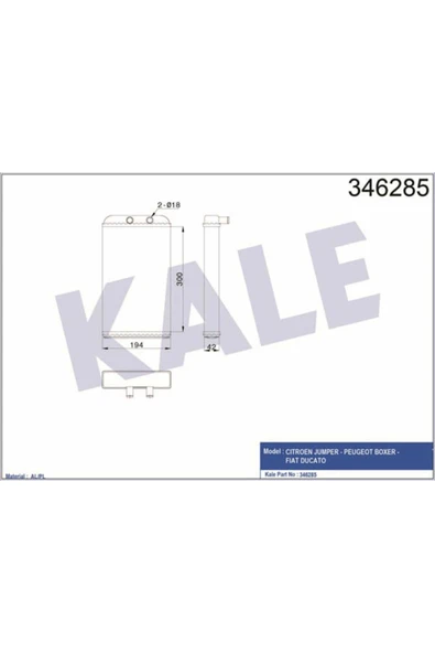 Kale 346285 OTO Radyatör  Kalorifer Radyatörü Ducato 02- / Boxer 02- / Jumper 02- Relay 02- Mekanik ürün görseli