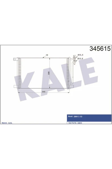 Kale 345615 OTO Radyatör  Klima Radyatörü Bmw 3 Bmw X3
