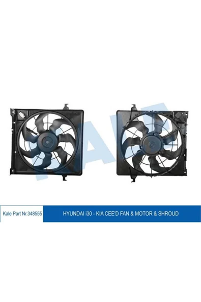 Kale 348555 Radyatör  Radyatör Fanı Komple Davlumbaz - Uyumlu  Motor İ30 Ceed 1.6 CRDI 06-13 25380-1H680