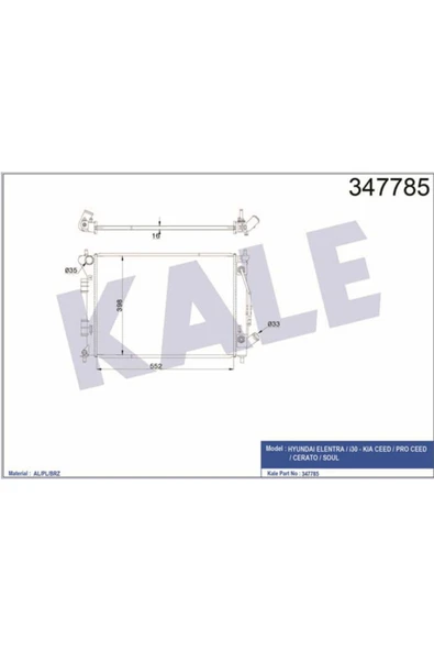 Kale 347785 Oto Radyatör  Radyatör Mekanik İ30 Ceed Ceratoâ  1.4 1.6Â  12- ürün görseli 1