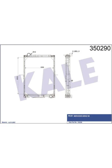 Kale 350290 OTO Radyatör  Radyatör Al/Brz Mercedessk Çerçeveli At 810×638×48 ürün görseli