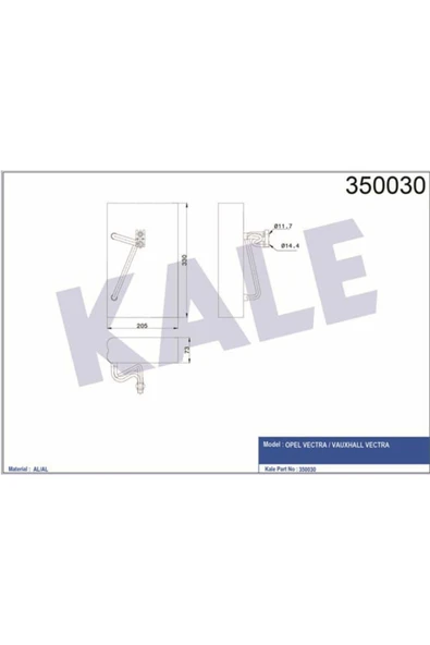 Kale 350030 Oto Radyatör  Evaporatör Vectra B ürün görseli 1