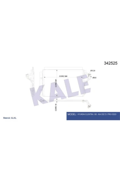Kale 342525 OTO Radyatör  Klima Radyatörü İ30 Coupecw Kia Ceed Ceed Sportswagon Al-Al ürün görseli 1