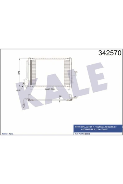 Kale 342570 OTO Radyatör  Klima Radyatörü Astra F 91-
