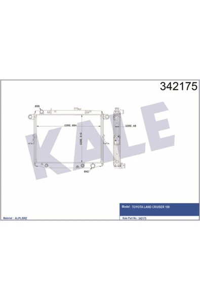Kale 342175 OTO Radyatör  Radyatör Toyota Uyumlu Land Cruiser 100 Al-Pl-Brz ürün görseli 1