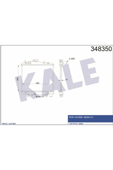 Kale 348350 Oto Radyatör  Radyatör Mekanik Prıde 93- ürün görseli