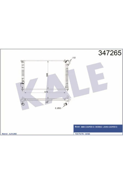Kale 347265 OTO Radyatör  Motor Radyatörü Mini Cooper S