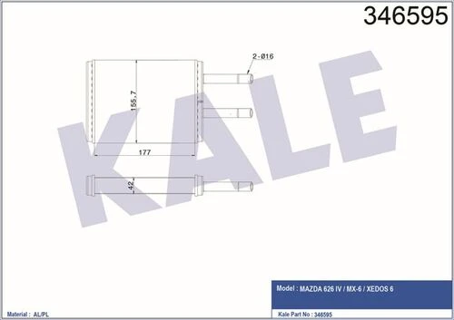 Kale 346595 OTO Radyatör  Kalorifer Radyatörü Brazıng Mazda 626 Otom Mek 183X156X26 ürün görseli