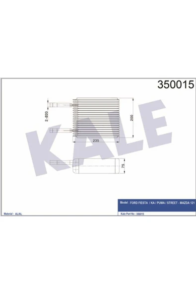 Kale 350015  EVAPORATÖR FIESTA-KA-PUMA-STREET - MAZDA 121 ürün görseli 1