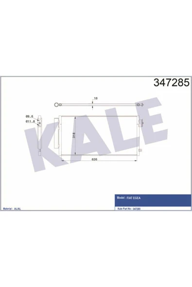 Kale 347285 OTO Radyatör  Klima Radyatörü 1.3 1.6 Mjt 1.4 Al-Pl-Brz ürün görseli