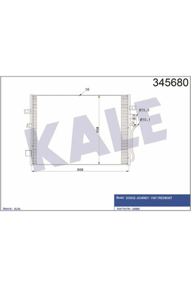 Kale 345680 OTO Radyatör  Klima Radyatörü Freemont 11- Mt / Journey 07- Mt ürün görseli
